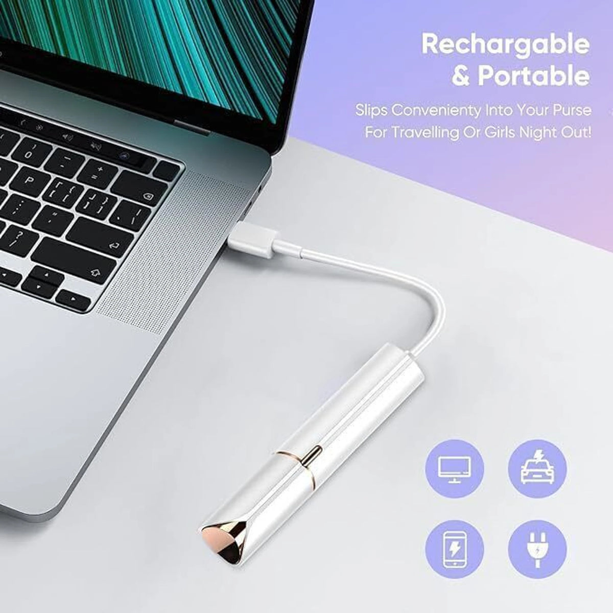 Budverse USB Rechargeable Facial Hair Remover for Women - Smooth, Painless Epilator Trimmer 30 min Runtime 1 Length Settings (White)