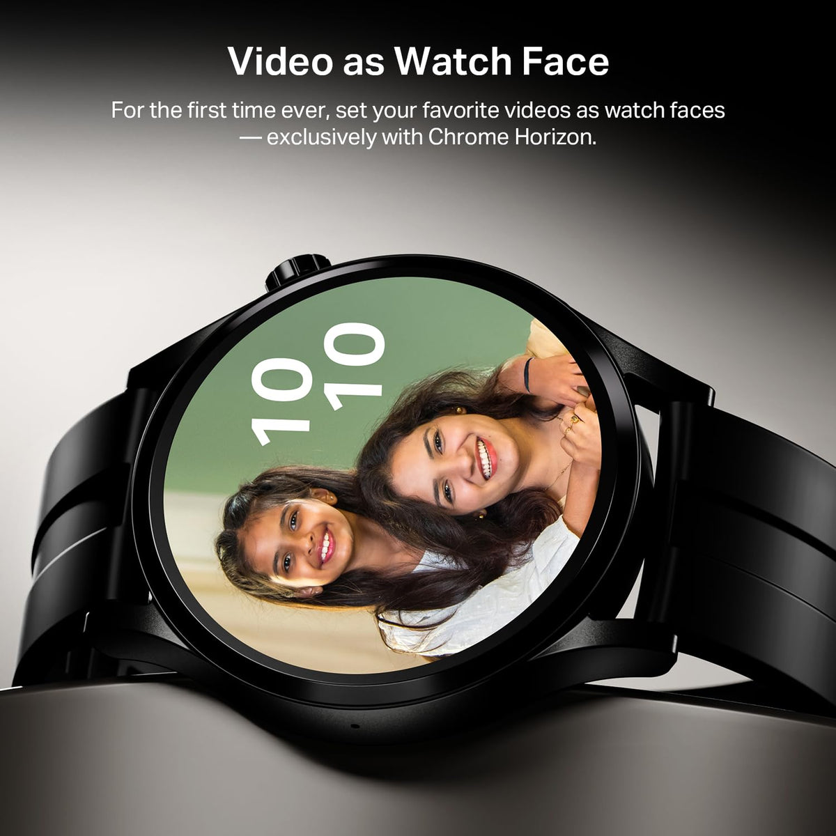 Budverse Chrome Horizon, Premium Metal Body, Video Watch Faces, 1.51”(3.83cm) AMOLED Round Display, HRV & VO2 Max, Auto-Activity Detection, ASAP Charge, HRV Smartwatch for Men & Women (Midnight Black)