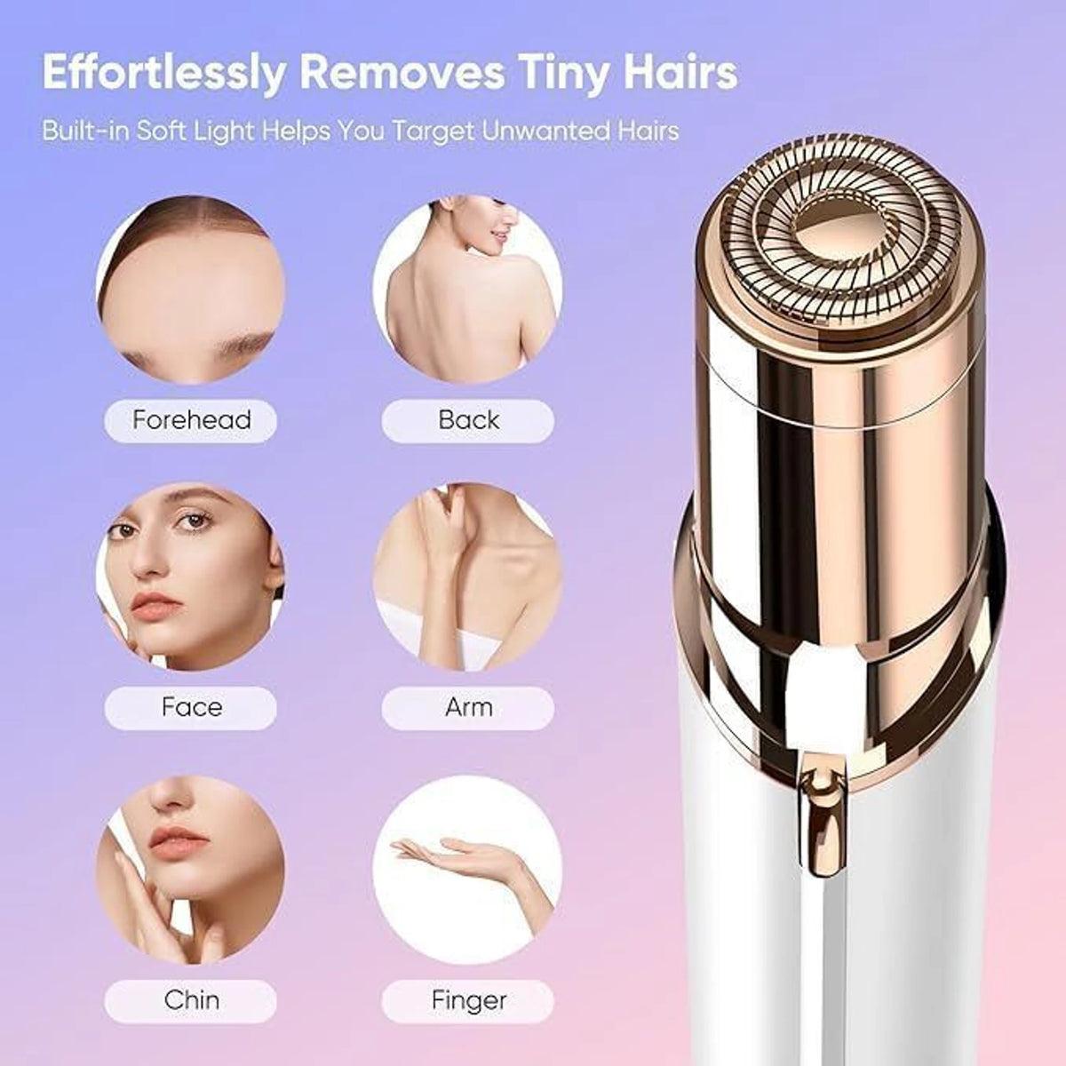 Budverse USB Rechargeable Facial Hair Remover for Women - Smooth, Painless Epilator Trimmer 30 min Runtime 1 Length Settings (White)