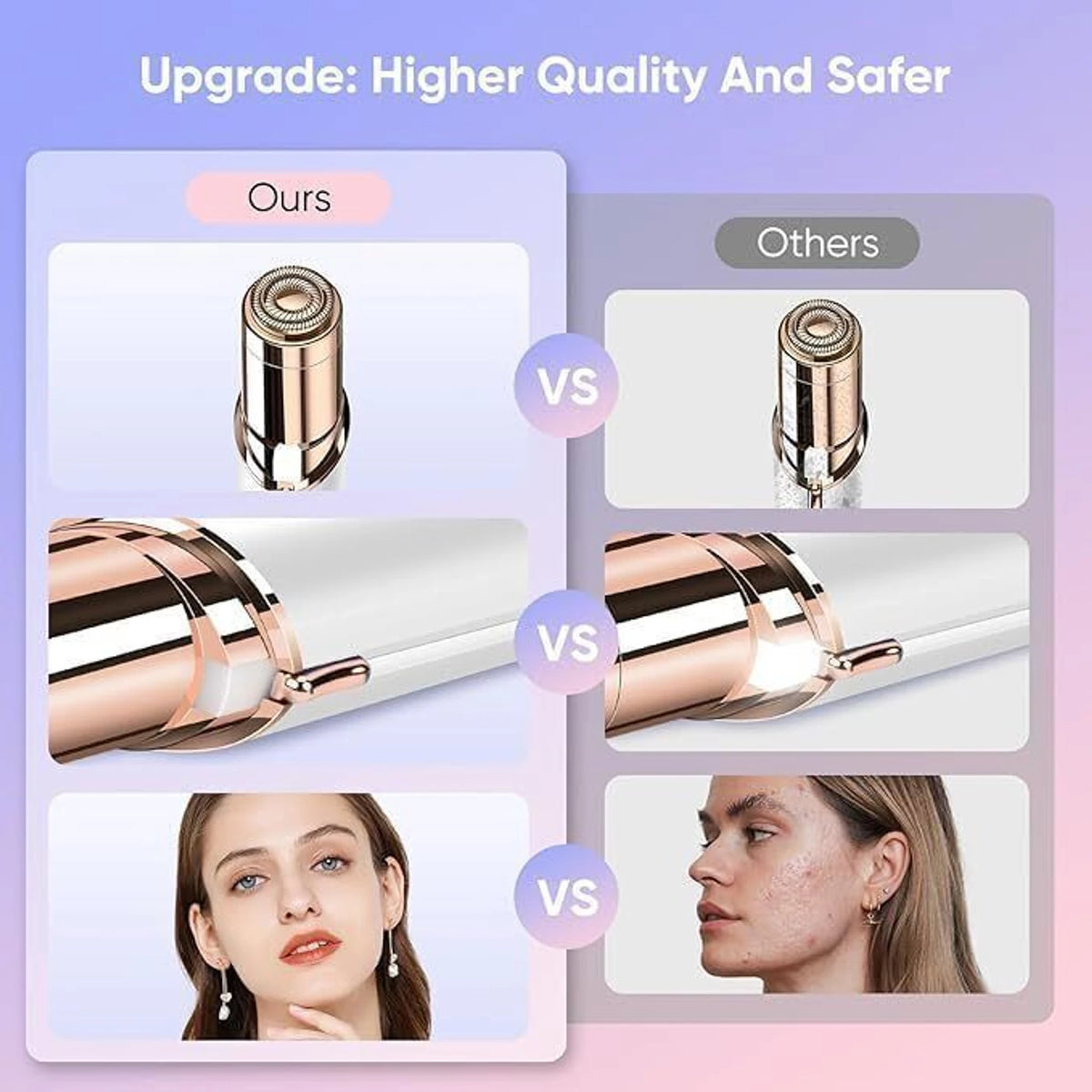 Budverse USB Rechargeable Facial Hair Remover for Women - Smooth, Painless Epilator Trimmer 30 min Runtime 1 Length Settings (White)