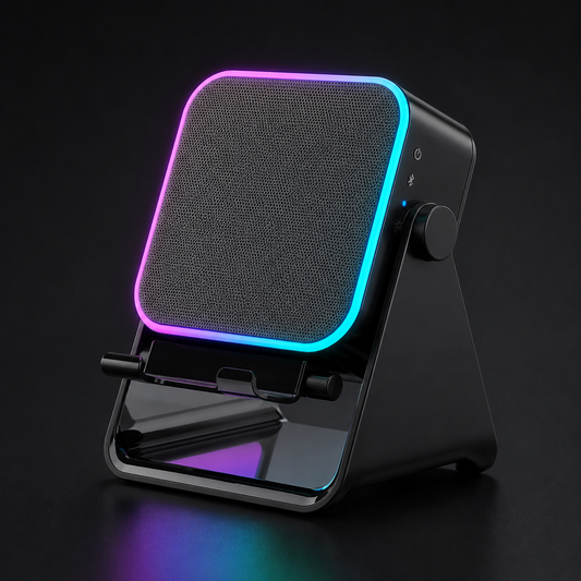 Budverse RGB Bluetooth Speaker & Phone Stand with colorful RGB lighting