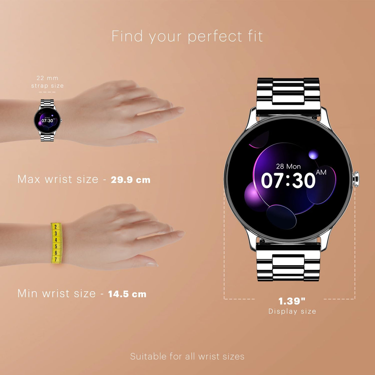 Budverse Twist Go Round dial Smartwatch with BT Calling, 1.39" Display, Metal Build, 100+ Watch Faces, IP68, Sleep Tracking, 100+ Sports Modes, 24/7 Heart Rate Monitoring (Elite Black)