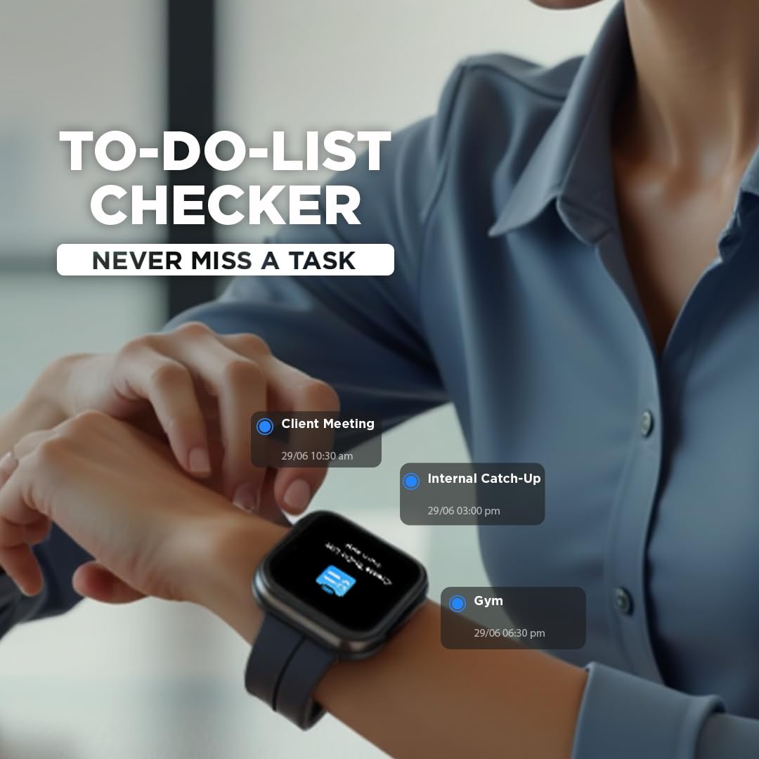 Budverse VOX Neo Smart Watch with 1.91” Curved TFT Display, Rotary Crown, Offline Voice Commands,To-Do list, BT Calling, 24/7 Health Suite, SpO2, HRM, Sleep Tracking, IP68 Water Resistant - Leafy Sage