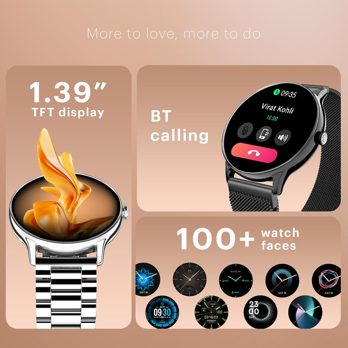 Budverse Twist Go Round dial Smartwatch with BT Calling, 1.39" Display, Metal Build, 100+ Watch Faces, IP68, Sleep Tracking, 100+ Sports Modes, 24/7 Heart Rate Monitoring (Elite Black)
