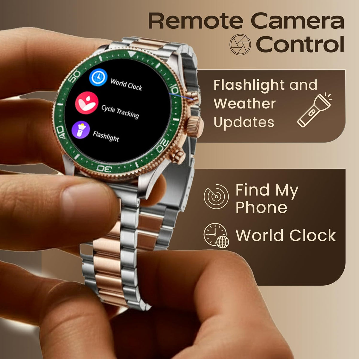 Budverse Saber Smart Watch 1.43'' AMOLED Display, Functional Rotating Bezel, AOD, BT Calling, 200+Watchfaces, 700 Nits Brightness, AI Voice Assistant, SpO2 Monitoring, 120+ Sports Mode (Titanium)