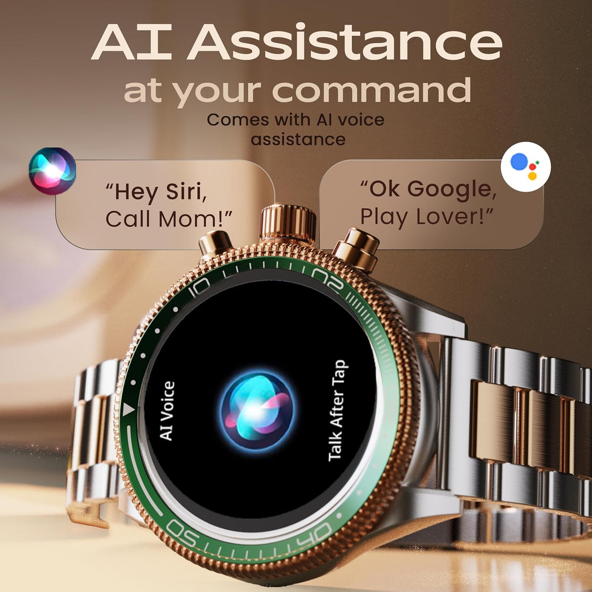 Budverse Saber Smart Watch 1.43'' AMOLED Display, Functional Rotating Bezel, AOD, BT Calling, 200+Watchfaces, 700 Nits Brightness, AI Voice Assistant, SpO2 Monitoring, 120+ Sports Mode (Titanium)