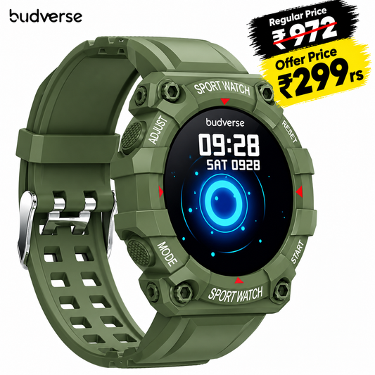 Budsverse .3 Inch Touch Screen, Heart Rate Monitor, Step Counter, iOS & Android Compatible (Multicolor Strap, Size : L)