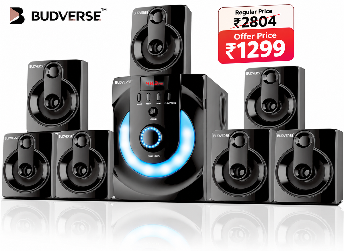 Budverse V7171 Real 7.1 with 90 W Bluetooth Home Theatre (Black, 7.1 Channel)
