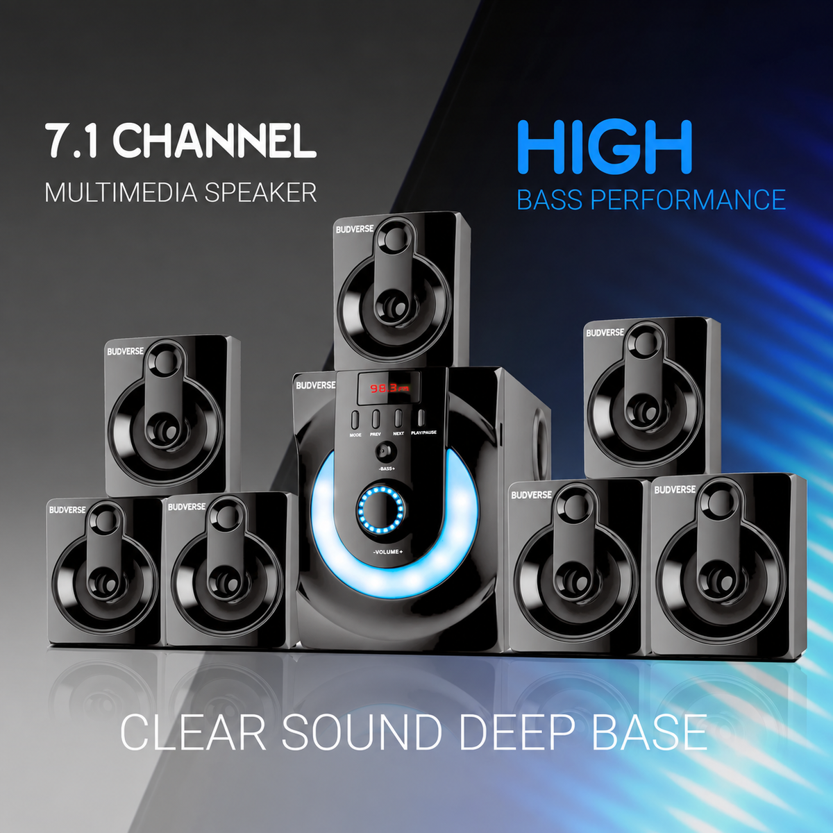 Budverse V7171 Real 7.1 with 90 W Bluetooth Home Theatre (Black, 7.1 Channel)