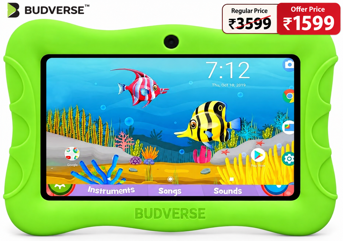Budverse Kids Android 10 2 GB RAM 32 GB ROM 7 inch with Wi-Fi Only Quad Core Processor Tablet (Green)