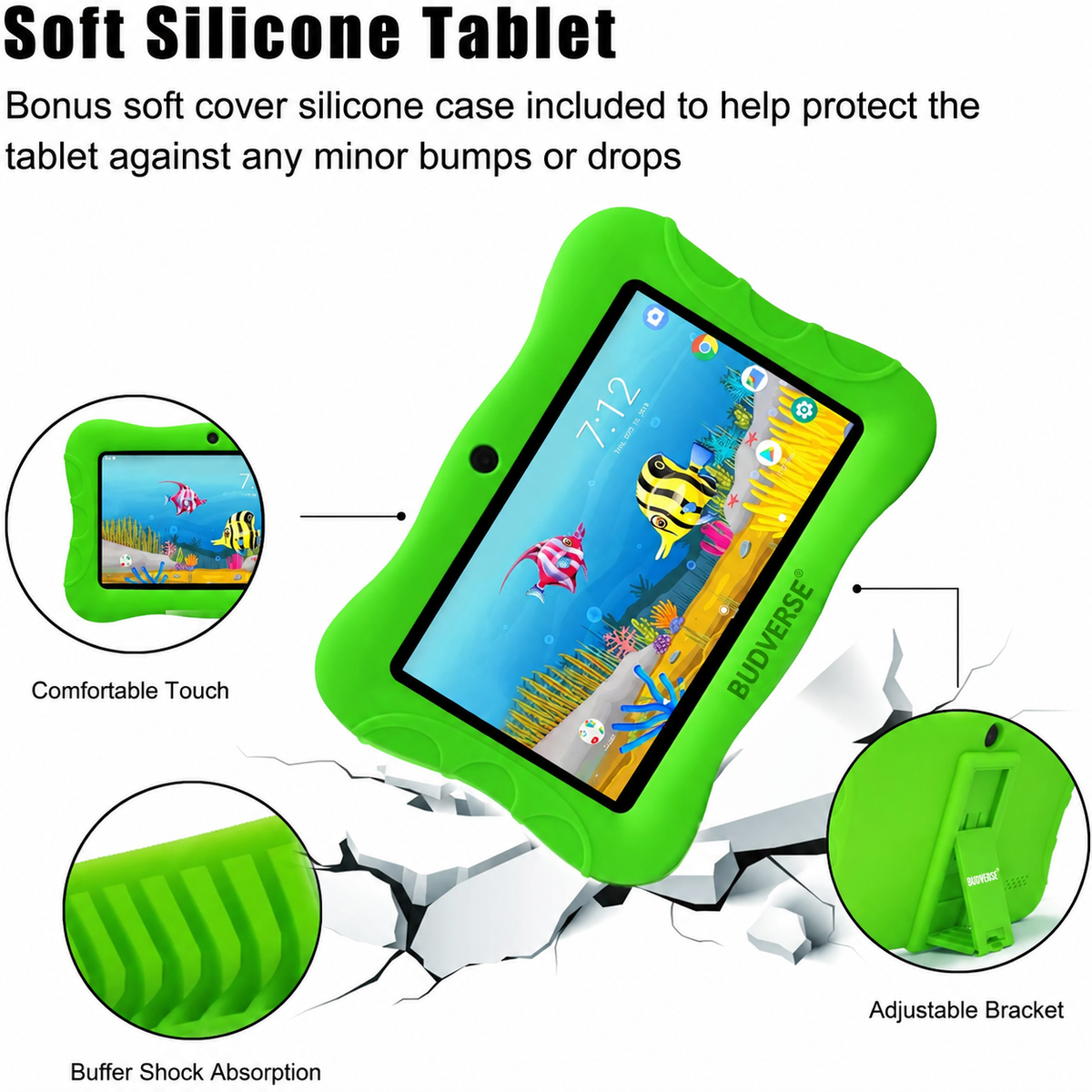 Budverse Kids Android 10 2 GB RAM 32 GB ROM 7 inch with Wi-Fi Only Quad Core Processor Tablet (Green)