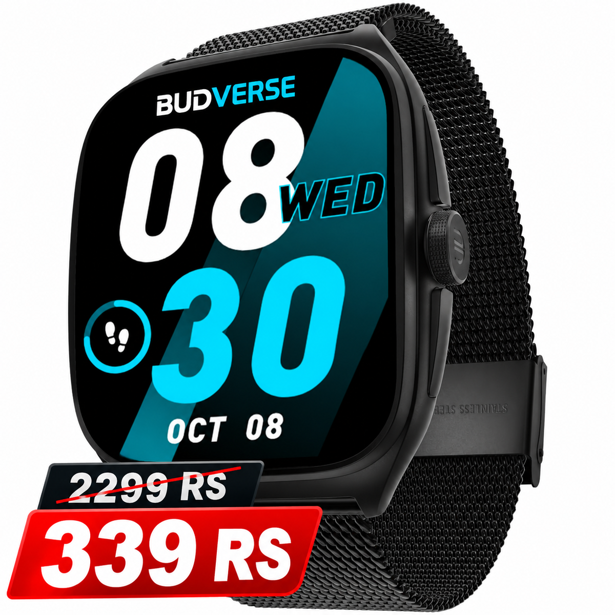 Budverse Evolution Smartwatch Comes with 1.85” AMOLED Display with 390 * 450 Pixel Resolution|SingleSync BT Calling|AI Voice Assistant|100+ Sports Modes and Watchfaces|Upto 7 Day Battery|IP68