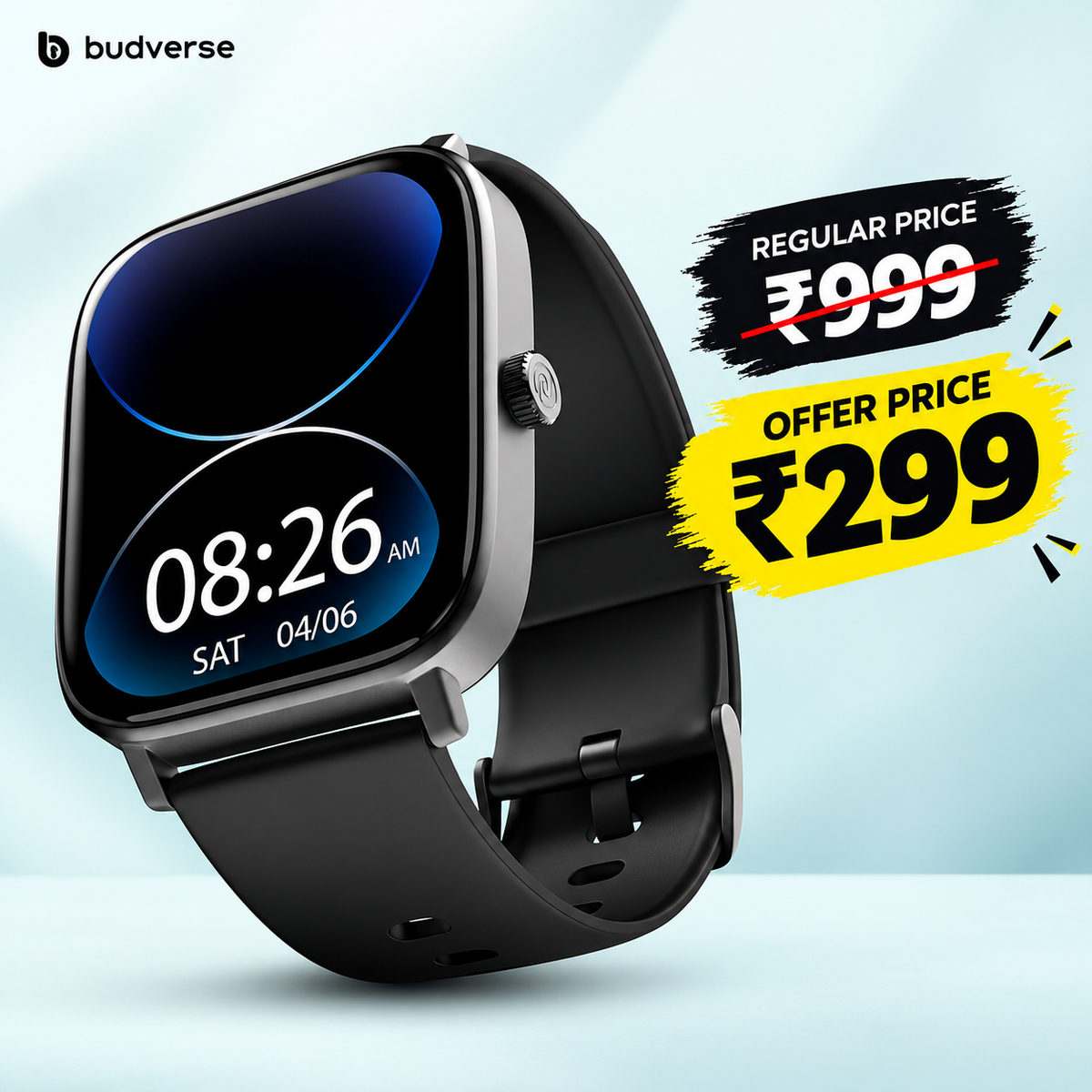 Budverse Colorfit Icon 2 1.8'' Display with Bluetooth Calling, AI Voice Assistant Smartwatch (Jet Black Strap, Regular)
