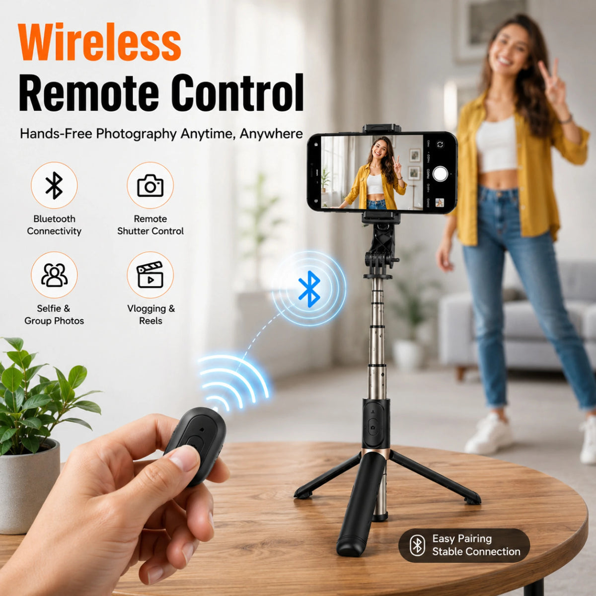 Budverse Q08 AutoTrack Vlog Stick 3-Axis Gimbal for Camera & Mobile (1500g)