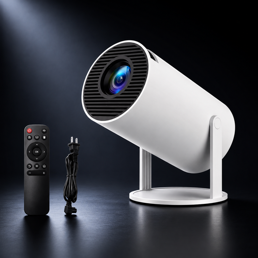 Budverse Smart Mini Projector with remote control and power cable