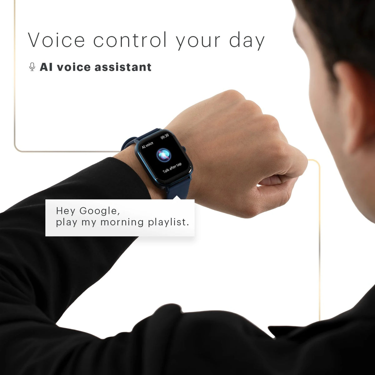 Budverse Colorfit Icon 2 1.8'' Display with Bluetooth Calling, AI Voice Assistant Smartwatch (Jet Black Strap, Regular)