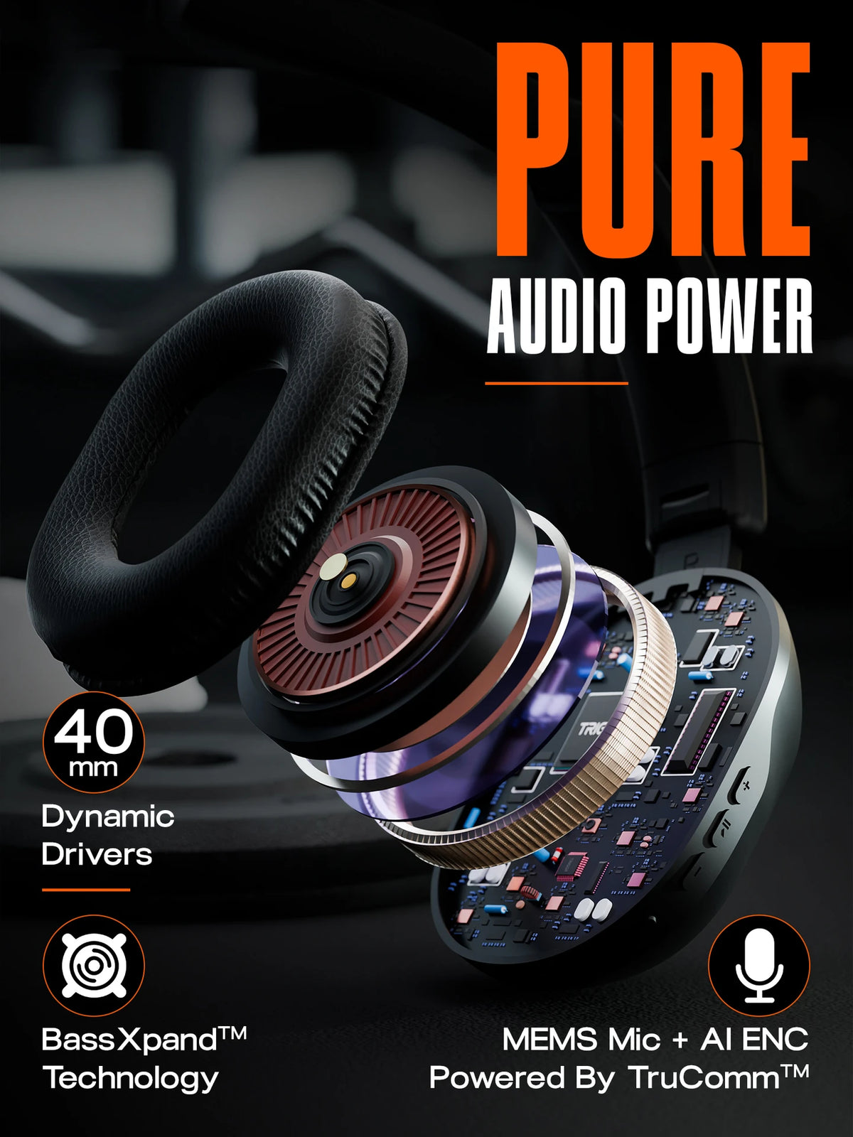 Budverse Trinity Neo with 80H Playtime, Dual Pairing, ENC, Fast Charging, Bluetooth v6.0 Bluetooth Headset (Cosmic Black, On the Ear)